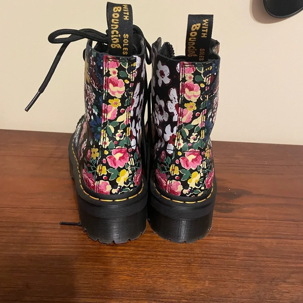 Dr. Martens Sinclair Floral Mashup - Black Floral Combat Boots - Picture 2 of 6